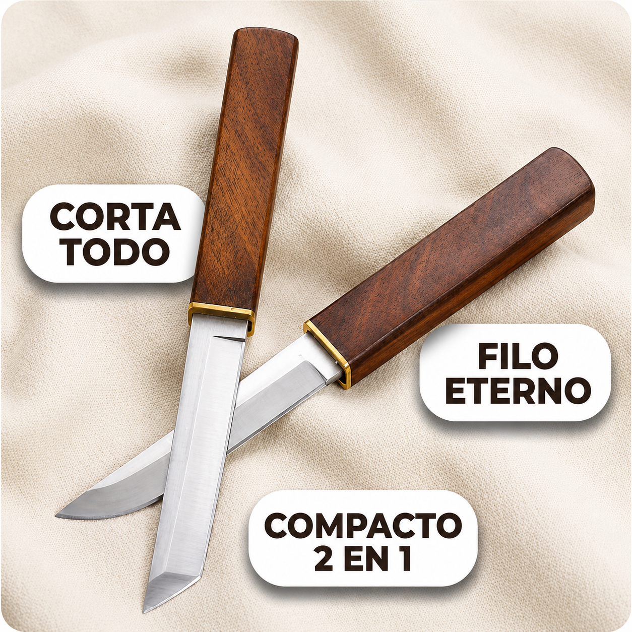 Set 2 Cuchillos Ergonómicos Acero - Corta Todo Sin Esfuerzo
