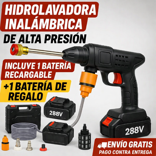 Hidrolavadora Inalámbrica 288V + 2 Baterías | Alta Presión